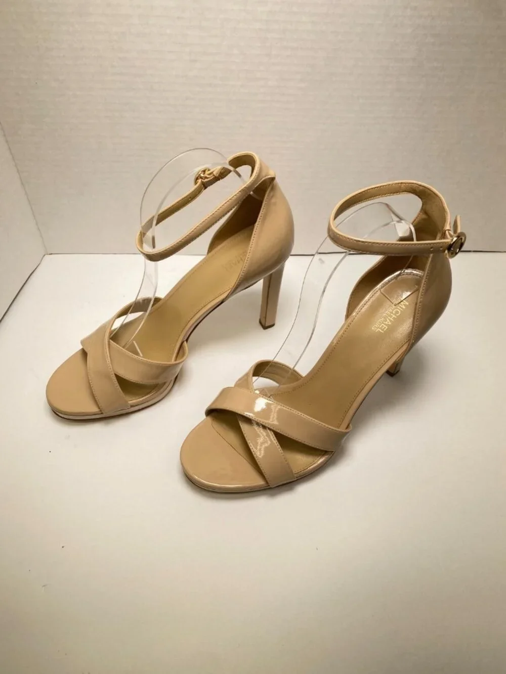 Michael Kors Women's Alexia Patent Leather Nude Strap High Heels Sz 10